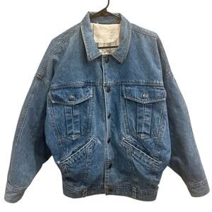 Vintage 80s Medium Blue Wash Oversized Denim Jacket Grunge Skater Streetwear Emo